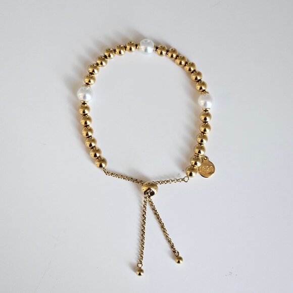 Majorica gold colored bead and pearl like bracelet # 1 - Picture 1 of 6